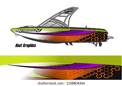 boat livery graphic vector. Abstract background for vehicle vinyl wrap.