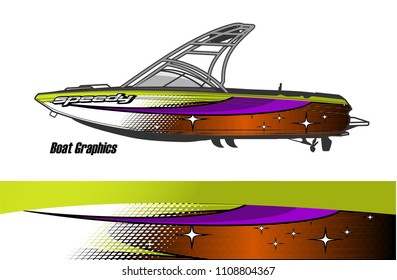 boat livery graphic vector. Abstract background for vehicle vinyl wrap.