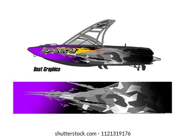 boat livery Graphic vector. abstract racing background design for vehicle vinyl wrap