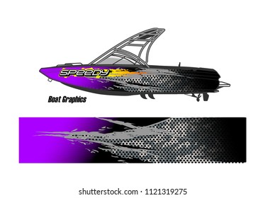 Boat Livery Graphic Vector. Abstract Racing Background Design For Vehicle Vinyl Wrap