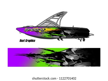 boat livery Graphic vector. abstract racing background design for vehicle vinyl wrap