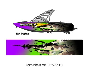 boat livery Graphic vector. abstract racing background design for vehicle vinyl wrap