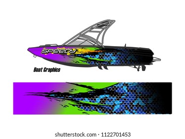 boat livery Graphic vector. abstract racing background design for vehicle vinyl wrap