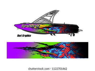boat livery Graphic vector. abstract racing background design for vehicle vinyl wrap