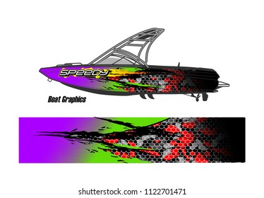 boat livery Graphic vector. abstract racing background design for vehicle vinyl wrap