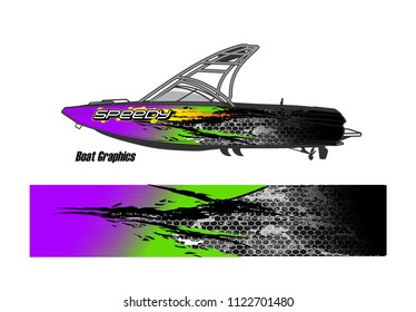 boat livery Graphic vector. abstract racing background design for vehicle vinyl wrap