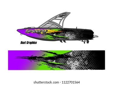 boat livery Graphic vector. abstract racing background design for vehicle vinyl wrap