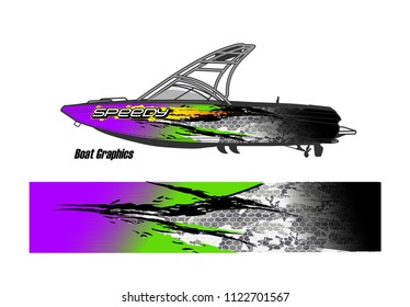 boat livery Graphic vector. abstract racing background design for vehicle vinyl wrap