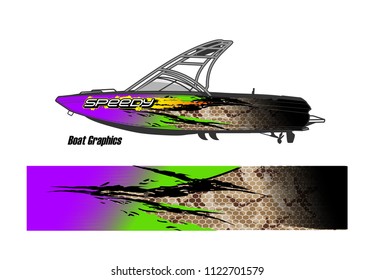 boat livery Graphic vector. abstract racing background design for vehicle vinyl wrap