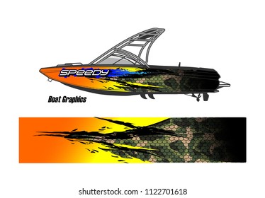 boat livery Graphic vector. abstract racing background design for vehicle vinyl wrap