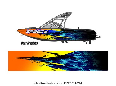 boat livery Graphic vector. abstract racing background design for vehicle vinyl wrap