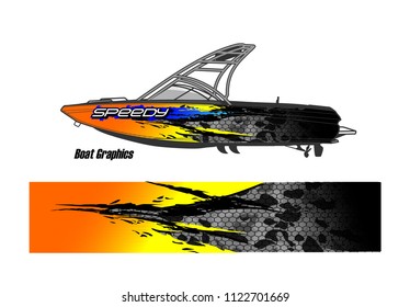 boat livery Graphic vector. abstract racing background design for vehicle vinyl wrap