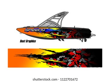 boat livery Graphic vector. abstract racing background design for vehicle vinyl wrap