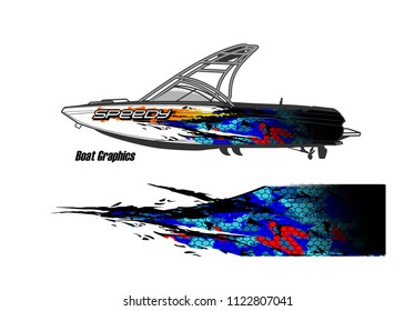 boat livery Graphic vector. abstract racing background design for vehicle vinyl wrap