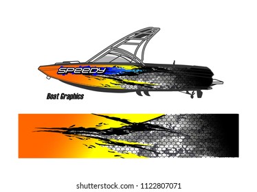 boat livery Graphic vector. abstract racing background design for vehicle vinyl wrap