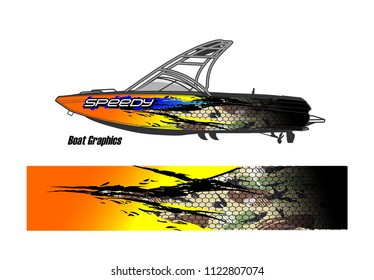 boat livery Graphic vector. abstract racing background design for vehicle vinyl wrap