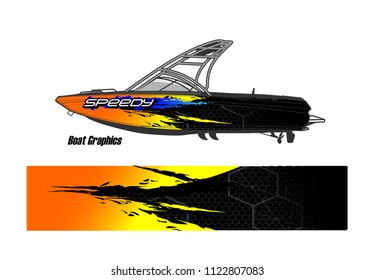 boat livery Graphic vector. abstract racing background design for vehicle vinyl wrap