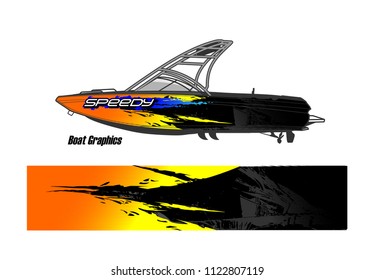 boat livery Graphic vector. abstract racing background design for vehicle vinyl wrap