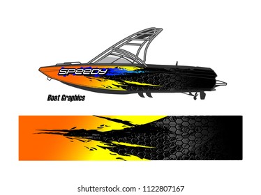 boat livery Graphic vector. abstract racing background design for vehicle vinyl wrap