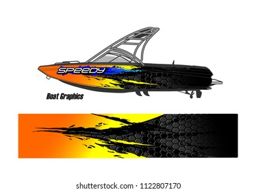 boat livery Graphic vector. abstract racing background design for vehicle vinyl wrap