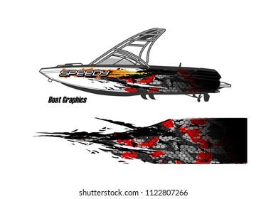 boat livery Graphic vector. abstract racing background design for vehicle vinyl wrap