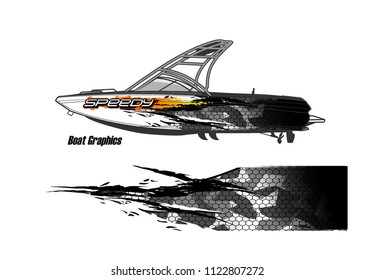 boat livery Graphic vector. abstract racing background design for vehicle vinyl wrap