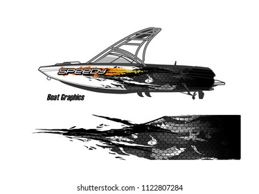 boat livery Graphic vector. abstract racing background design for vehicle vinyl wrap