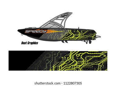 boat livery Graphic vector. abstract racing background design for vehicle vinyl wrap