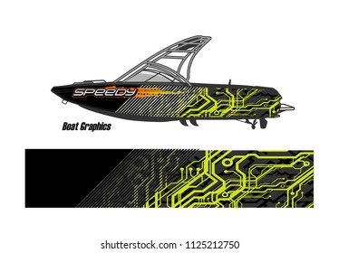 boat livery Graphic vector. abstract racing background design for vehicle vinyl wrap