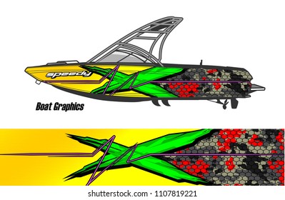 Boat livery Graphic vector. design of  abstract racing background for vehicle vinyl wrap 
