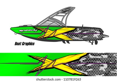 Boat livery Graphic vector. design of  abstract racing background for vehicle vinyl wrap 
