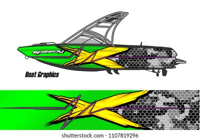 Boat livery Graphic vector. design of  abstract racing background for vehicle vinyl wrap 
