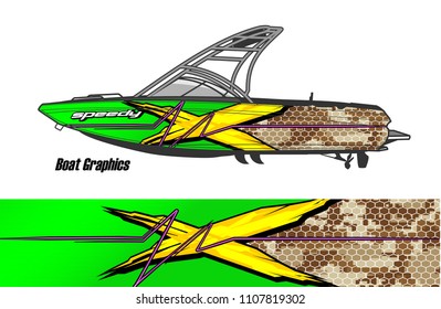Boat livery Graphic vector. design of  abstract racing background for vehicle vinyl wrap 
