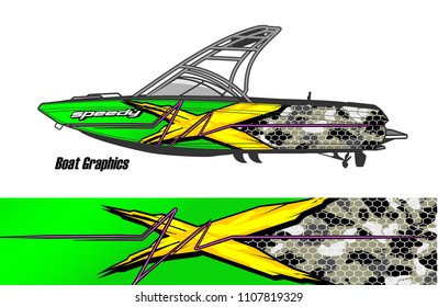 Boat livery Graphic vector. design of  abstract racing background for vehicle vinyl wrap 
