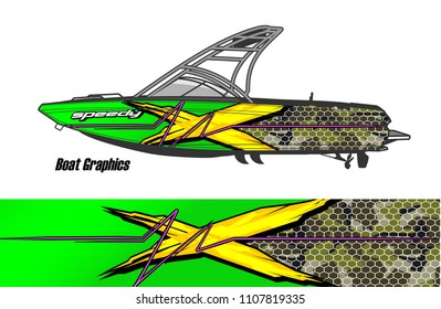 Boat livery Graphic vector. design of  abstract racing background for vehicle vinyl wrap 
