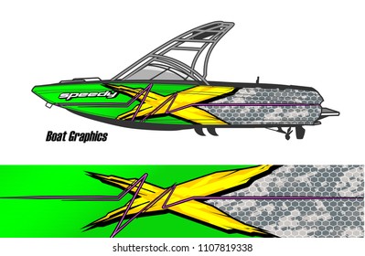 Boat livery Graphic vector. design of  abstract racing background for vehicle vinyl wrap 
