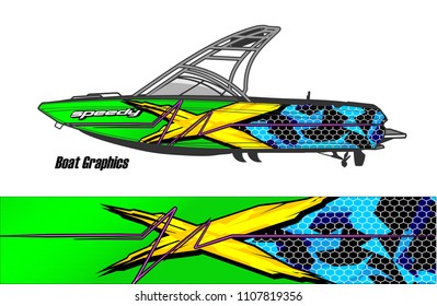 Boat livery Graphic vector. design of  abstract racing background for vehicle vinyl wrap 
