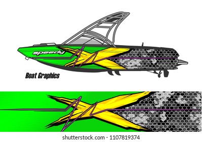 Boat livery Graphic vector. design of  abstract racing background for vehicle vinyl wrap 
