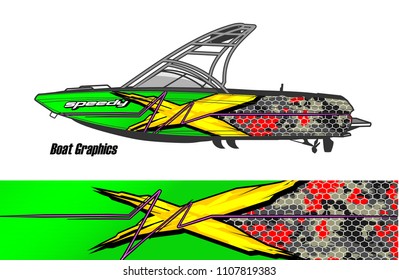 Boat livery Graphic vector. design of  abstract racing background for vehicle vinyl wrap 

