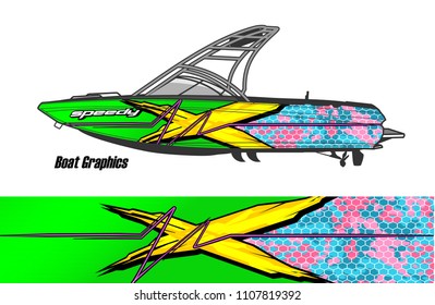 Boat livery Graphic vector. design of  abstract racing background for vehicle vinyl wrap 
