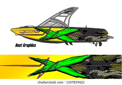 Boat livery Graphic vector. design of  abstract racing background for vehicle vinyl wrap 
