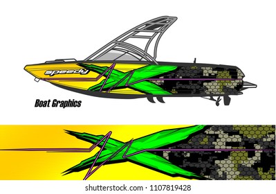 Boat livery Graphic vector. design of  abstract racing background for vehicle vinyl wrap 
