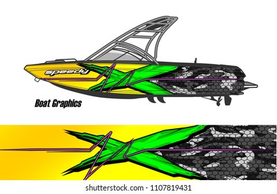 Boat livery Graphic vector. design of  abstract racing background for vehicle vinyl wrap 
