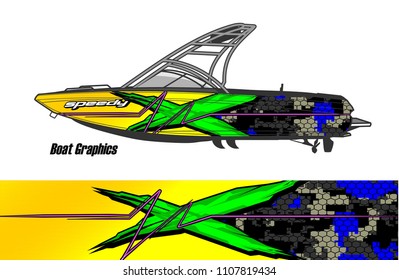Boat livery Graphic vector. design of  abstract racing background for vehicle vinyl wrap 

