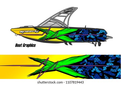 Boat livery Graphic vector. design of  abstract racing background for vehicle vinyl wrap 
