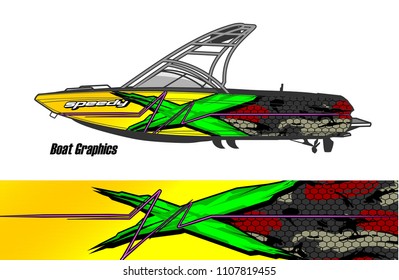 Boat livery Graphic vector. design of  abstract racing background for vehicle vinyl wrap 
