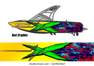 Boat livery Graphic vector. design of  abstract racing background for vehicle vinyl wrap 

