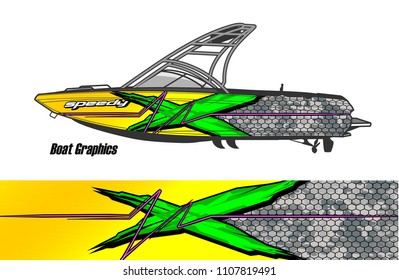 Boat livery Graphic vector. design of  abstract racing background for vehicle vinyl wrap 

