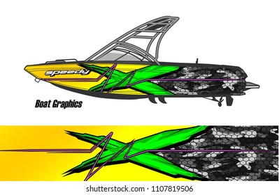 Boat livery Graphic vector. design of  abstract racing background for vehicle vinyl wrap 
