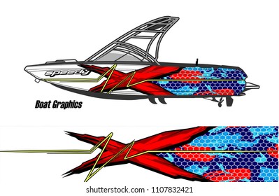 Boat livery Graphic vector. design of  abstract racing background for vehicle vinyl wrap 
